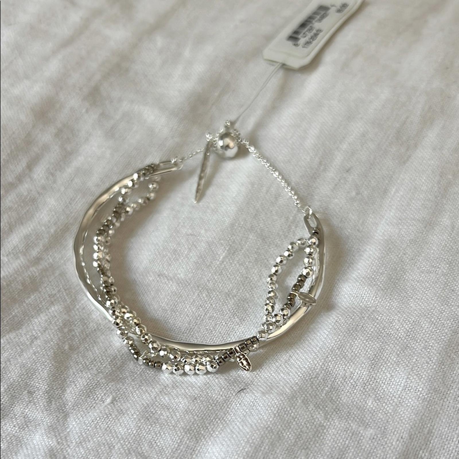 NWT Gorjana Leucadia Beaded Stacked Silver Bracelet 85