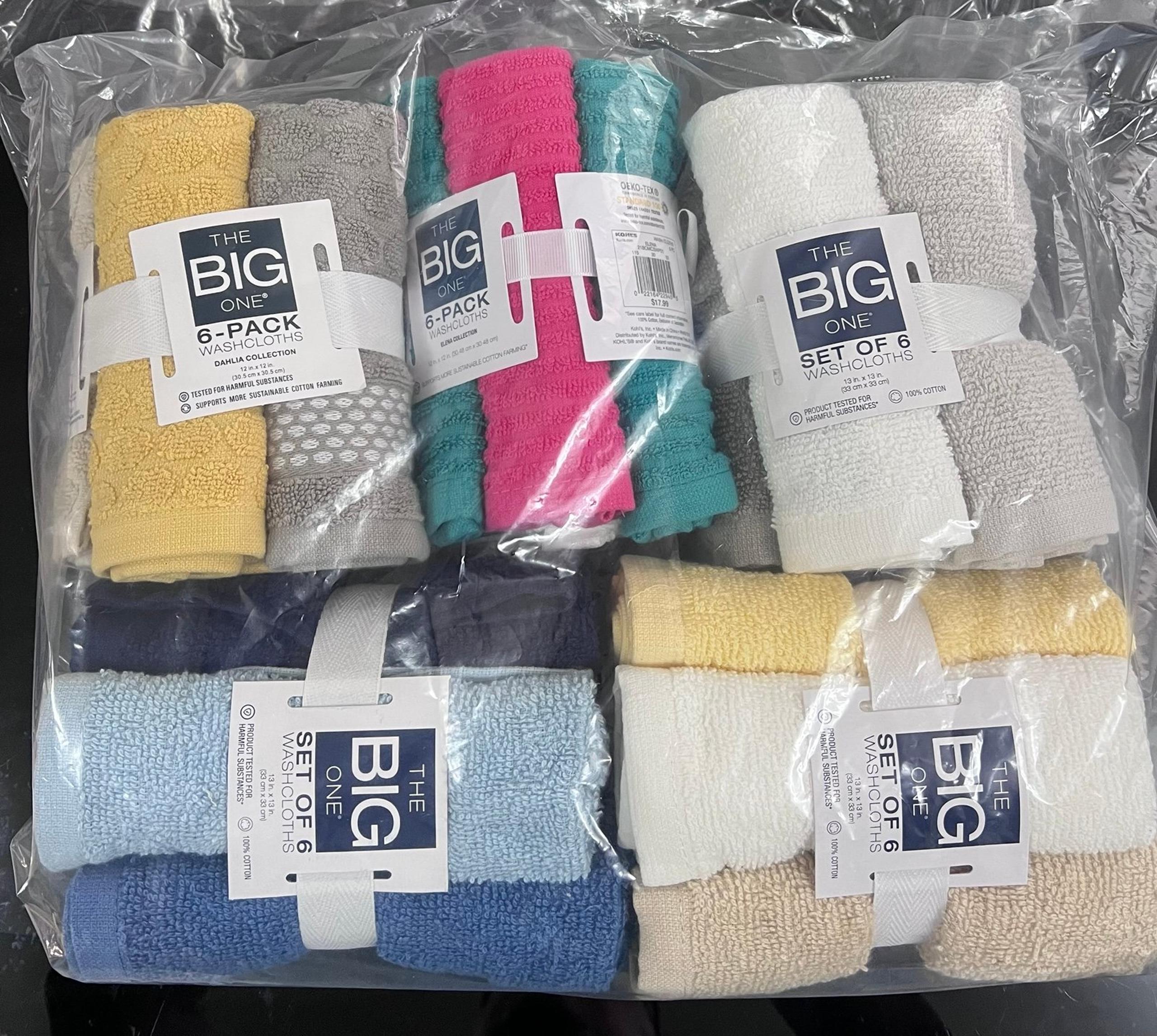 Bundle Of 5 The big one ( 6 pk washcloths towels