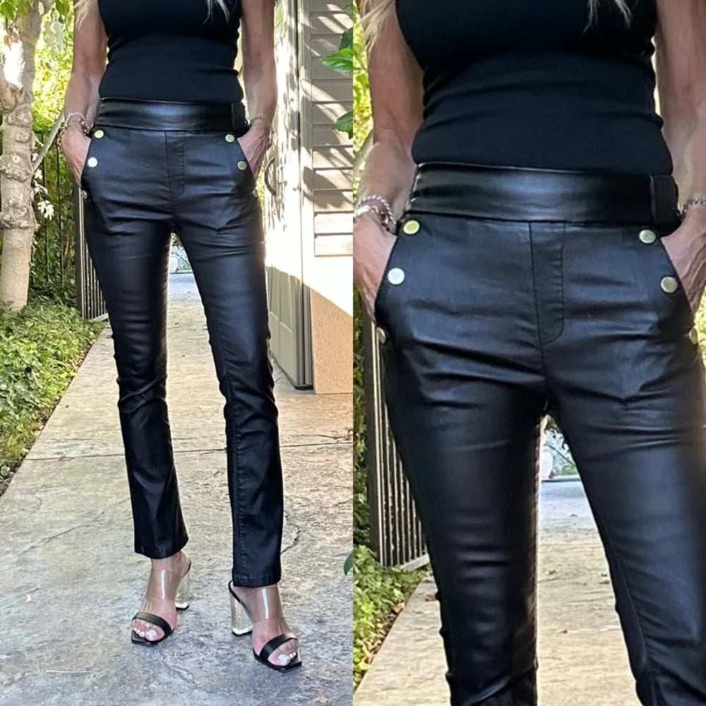 BEVY FLOG Sofia Black Vegan Crop Leather Pants