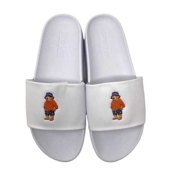POLO RALPH LAUREN Mens Polo Bear Pool Slide White Size 9