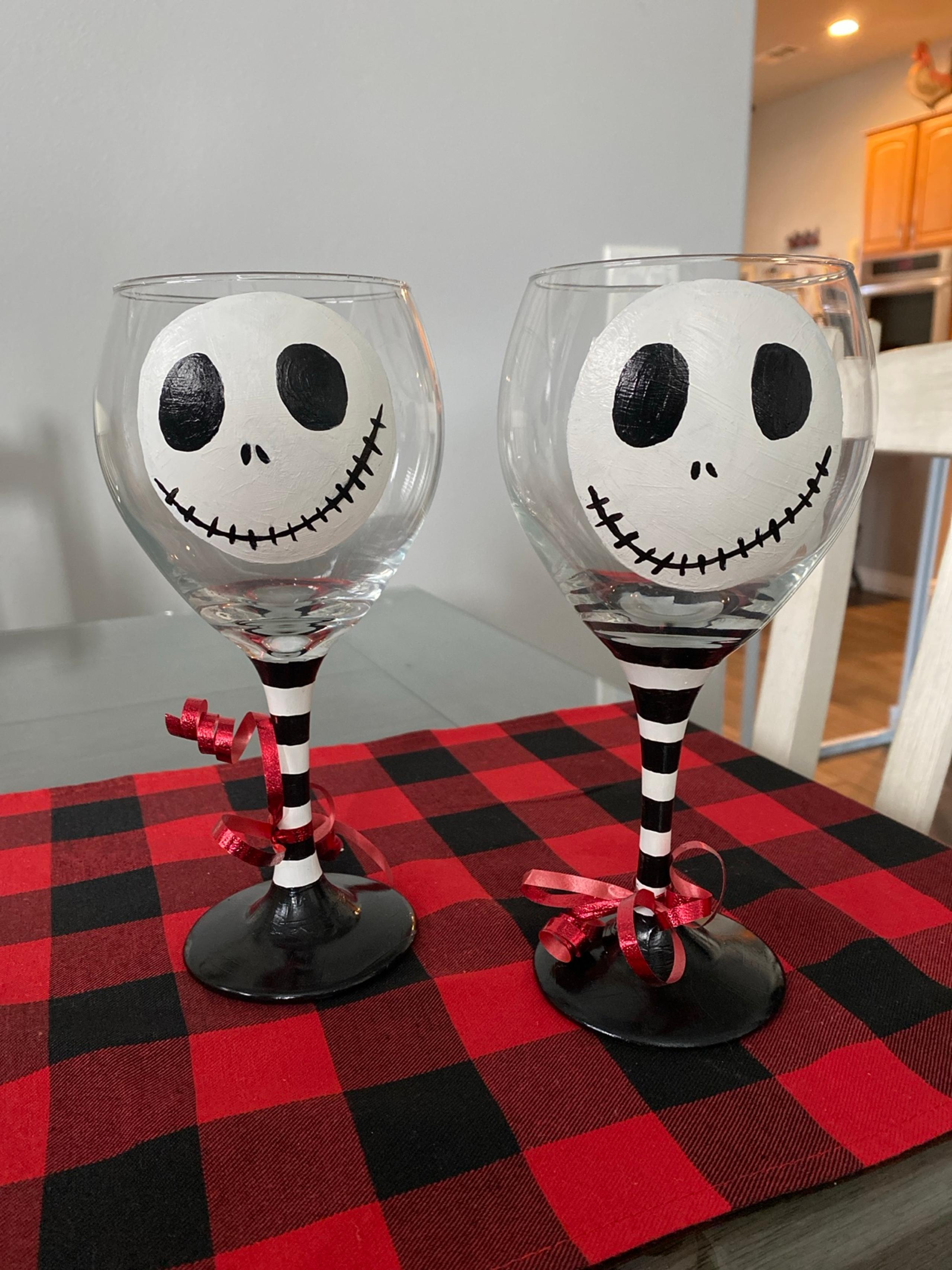 Disney jack skellington wine glasses