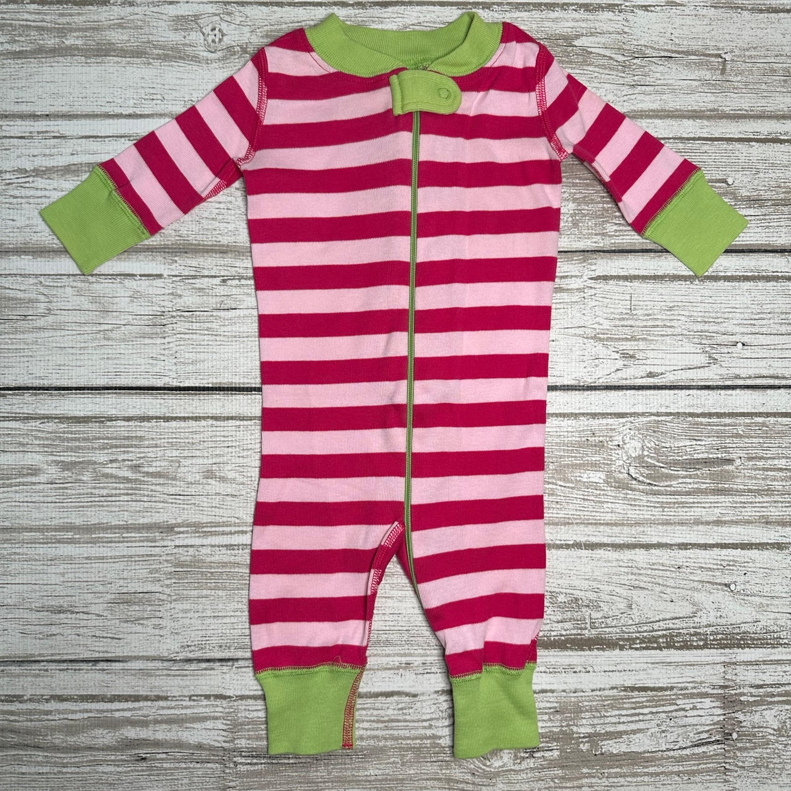 Hanna Andersson Stripes Coveralls Pajamas Pink Green Size 50 / 0-6 Months