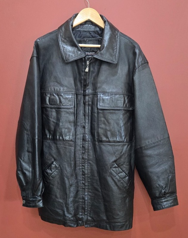 Leather overcoat by Wilsons