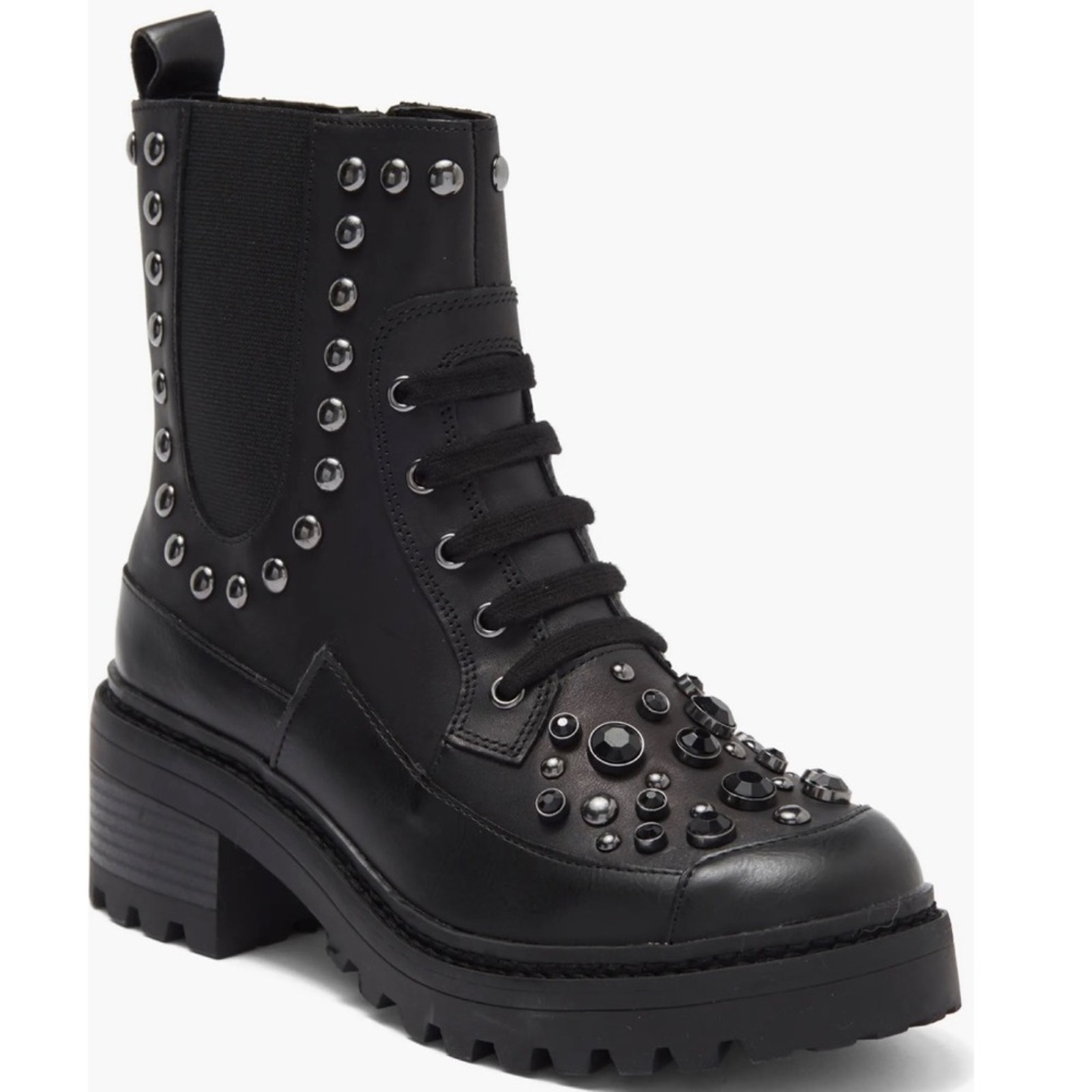 KARL LAGERFELD • Black Breck Embellished Lug Boot