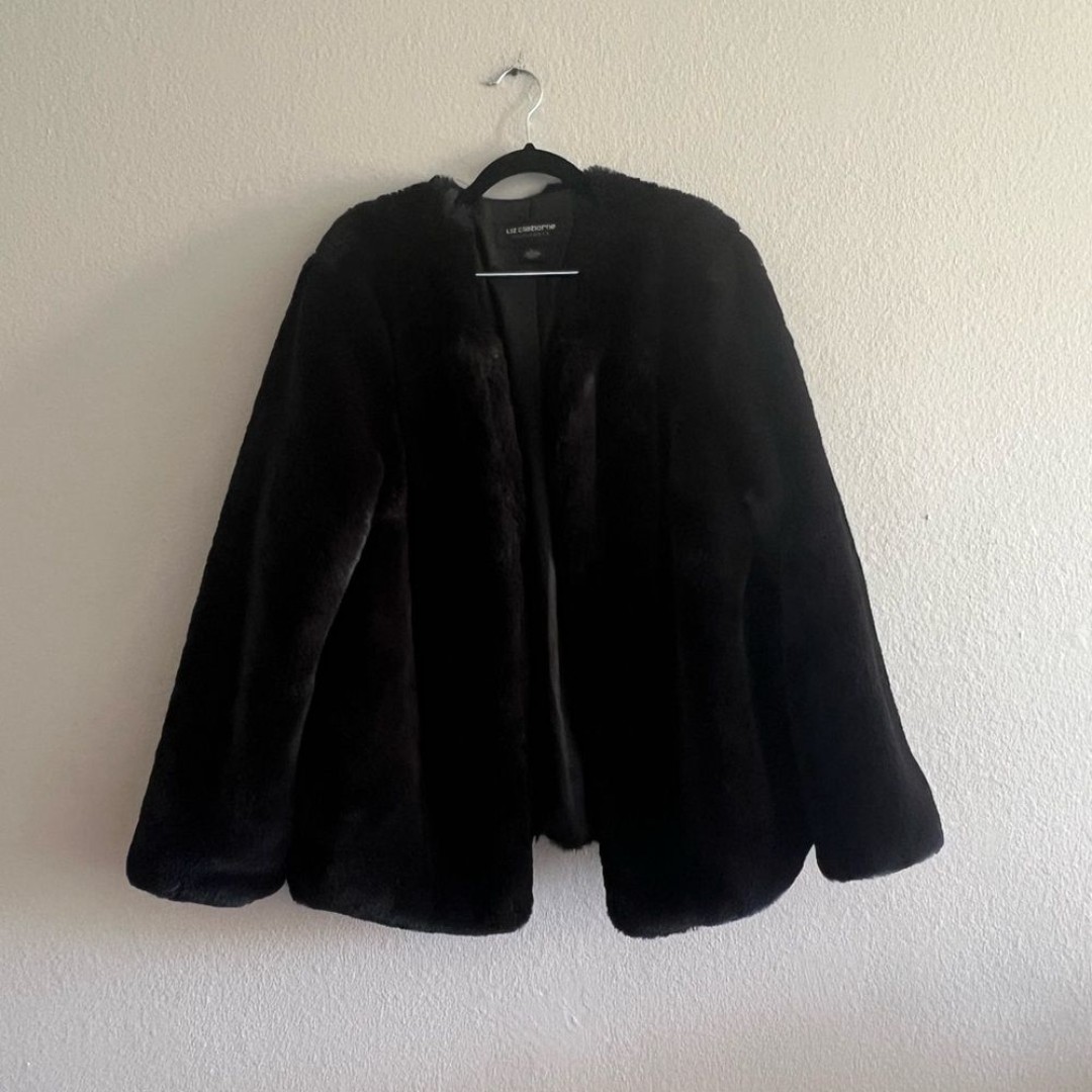 Liz Claiborne Black Faux Fur Jacket