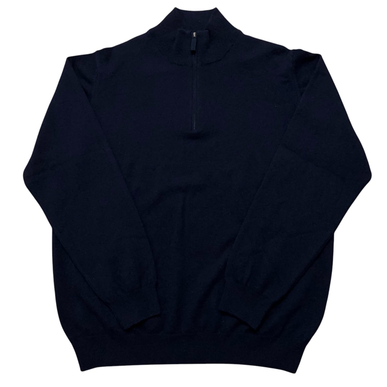 Saks Fifth Avenue 1/4 Zip Pullover Sweater Mens Size 2XL 100% Cashmere Navy Blue