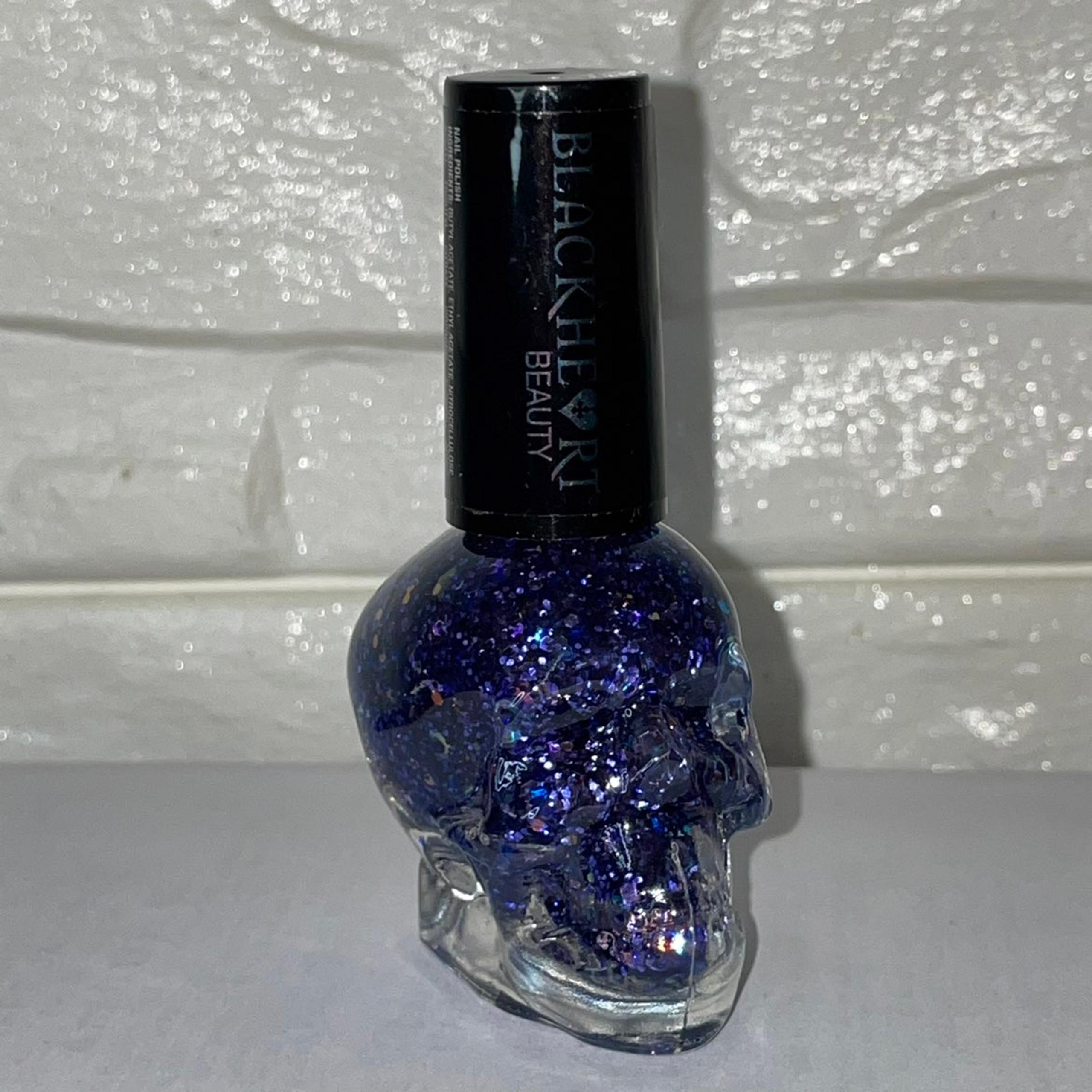 *NEW* Beauty 9PURPLE GALAXY Skull Nail Polish chunky glitter blue - Blackheart