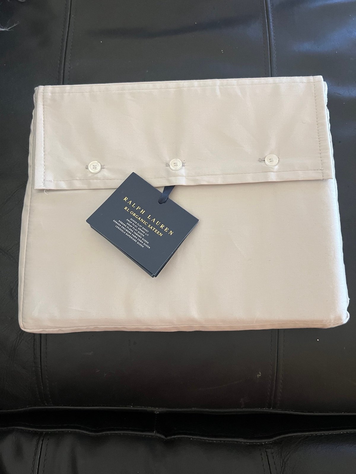 Ralph Lauren Organic Sateen Flat Sheet/Queen Size/Platinum/nwt
