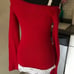 Vintage Abercrombie red rabbit hair off the shoulder long sleeve sweater.