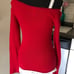 Vintage Abercrombie red rabbit hair off the shoulder long sleeve sweater.