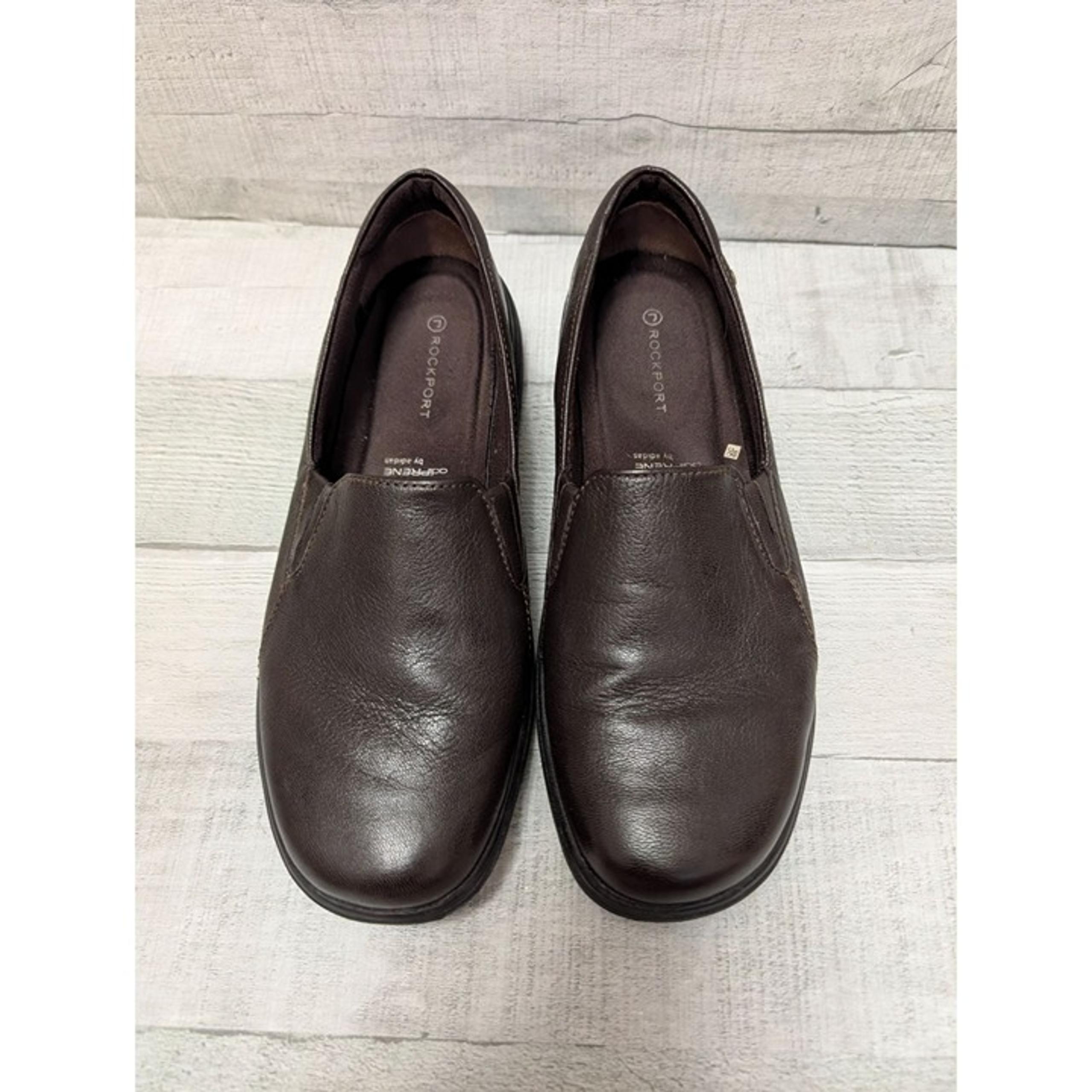 Rockport Womens Brown Leather Slip-On Loafers Adiprene By Adidas Size 7 M