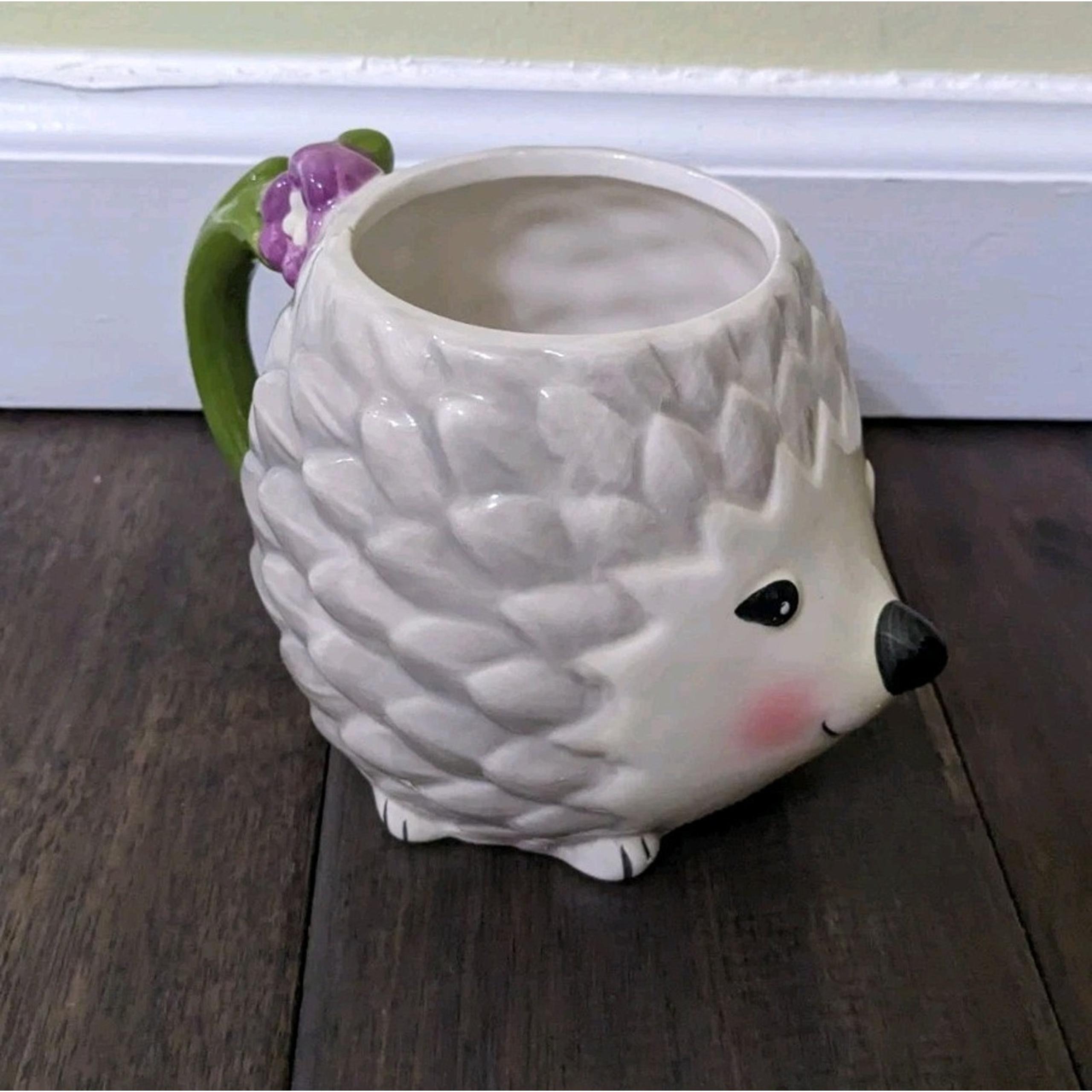 Hedgehog 3D Coffee Mug Woodland Creature Mainstays Decorative Handle Flower New