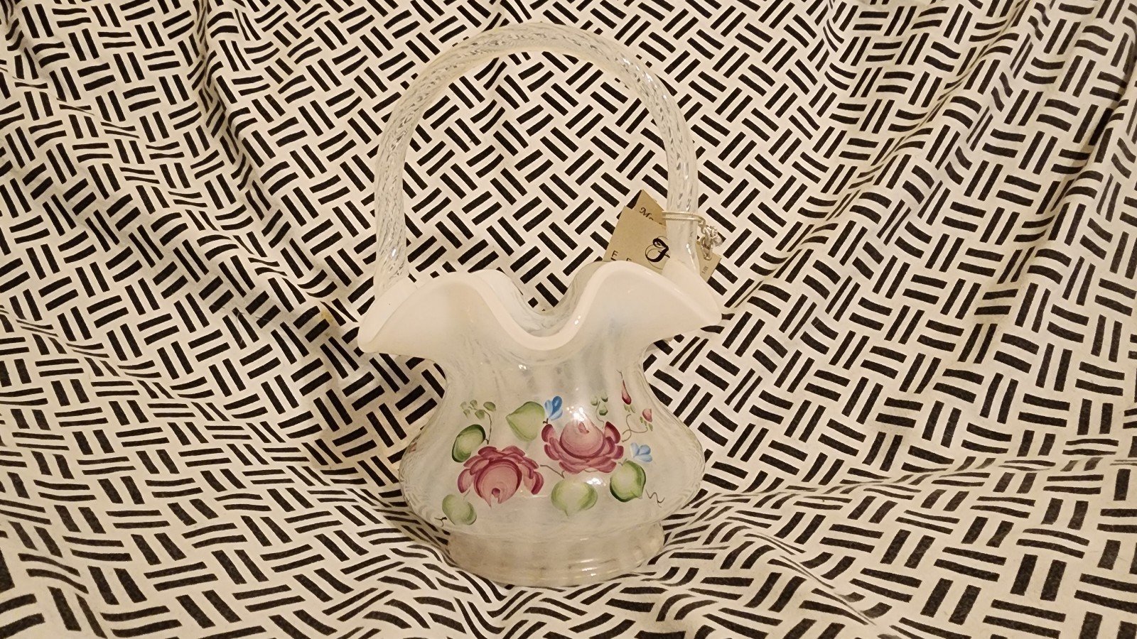 Vintage Fenton Glass Vase with Tag