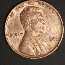 1942 No Mint Mark 1CT Wheat Penny Off Set Strike