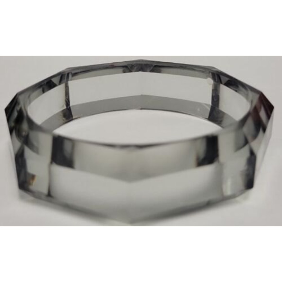 VINTAGE LUCITE TRANSPARENT SMOKEY FACETED CHUNKY BANGLE BRACELET STUNNING!