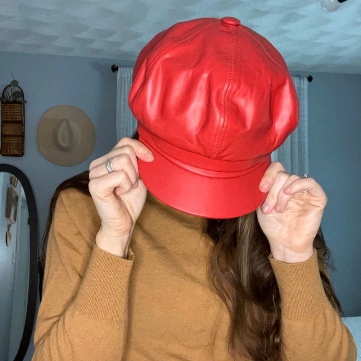 Vintage made in USA red leather hat