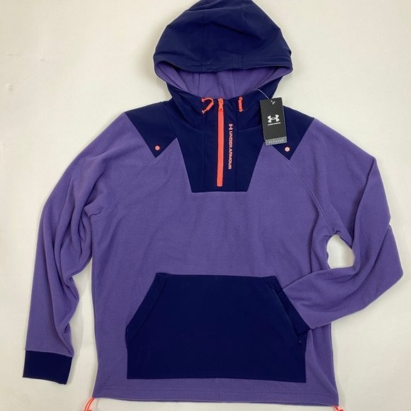 Under Armour Men's UA RUSH Fleece Hoodie 1366177 Large Purple Sample
