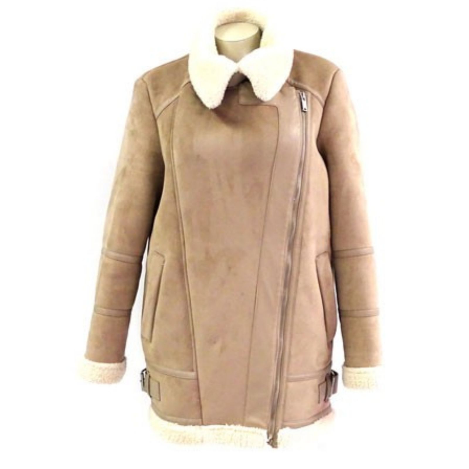 Zara Basic Sand Faux Fur Coat