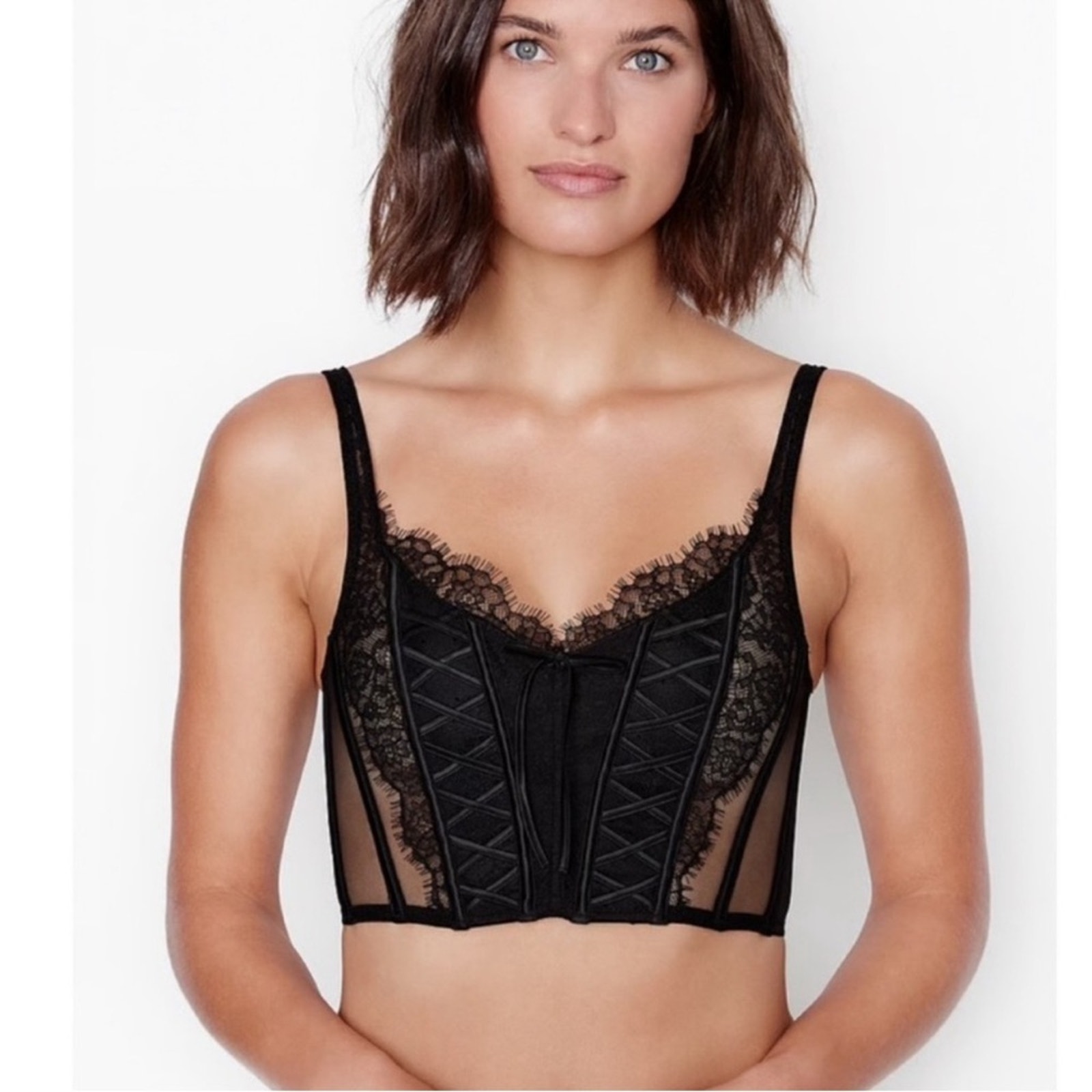 Victoria's Secret DREAM ANGELS Lace-up Bra Top Bustier Lingerie Size M-DD NWT