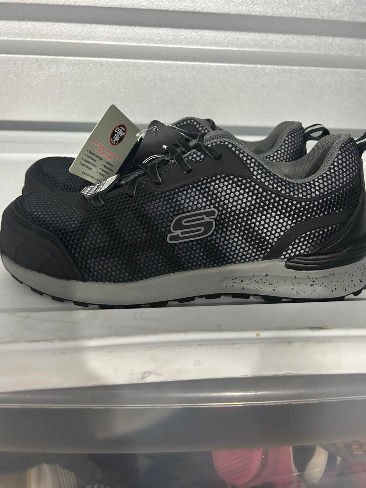 Skechers woman Black/Grey Work Comp Toe size 9.5