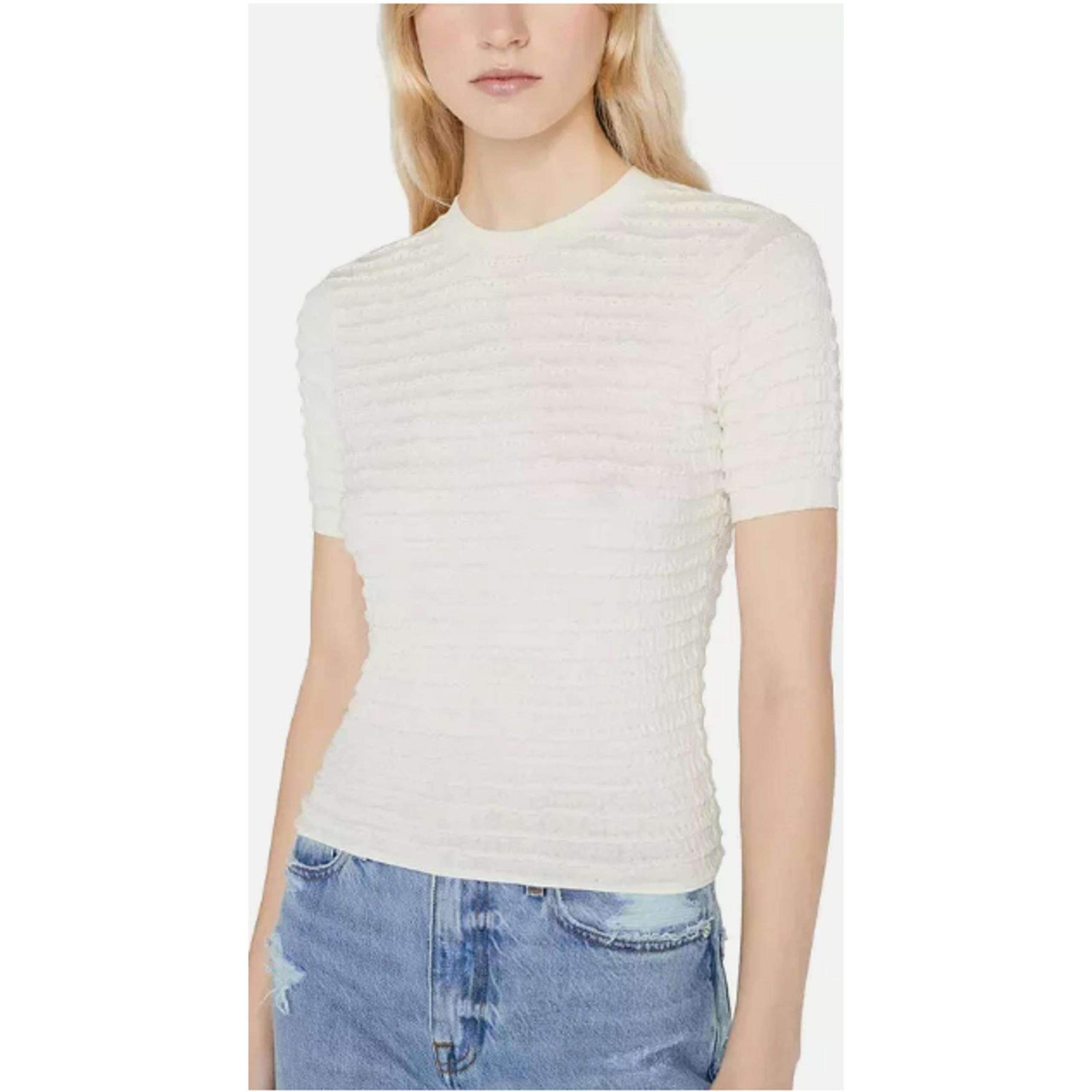 Elie Tahari Women's White Crewneck Smock T-Shirt Size Small 2-6