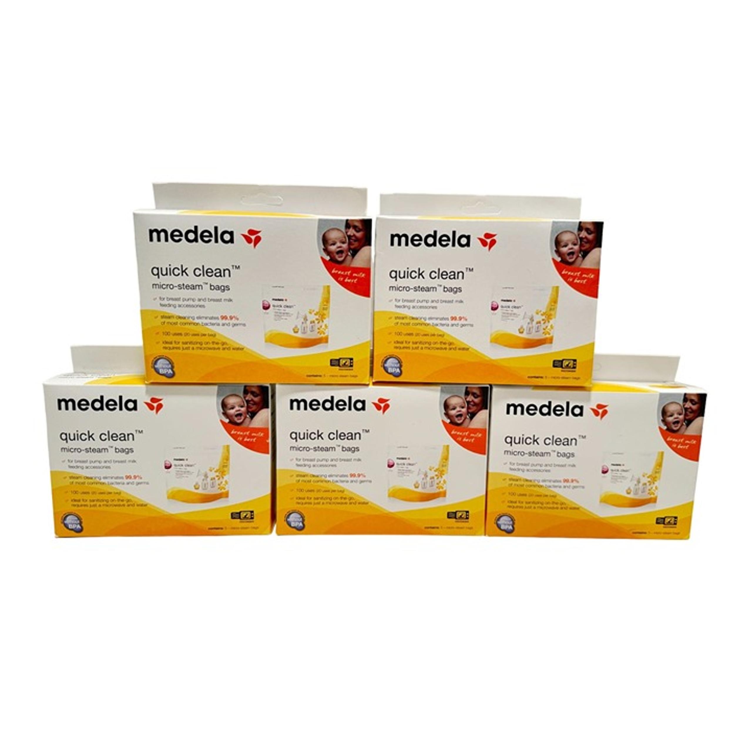 (5 Pack) Medela Quick Clean Micro-Steam Bags 5ct Each (20 Reuses Per Bag) New