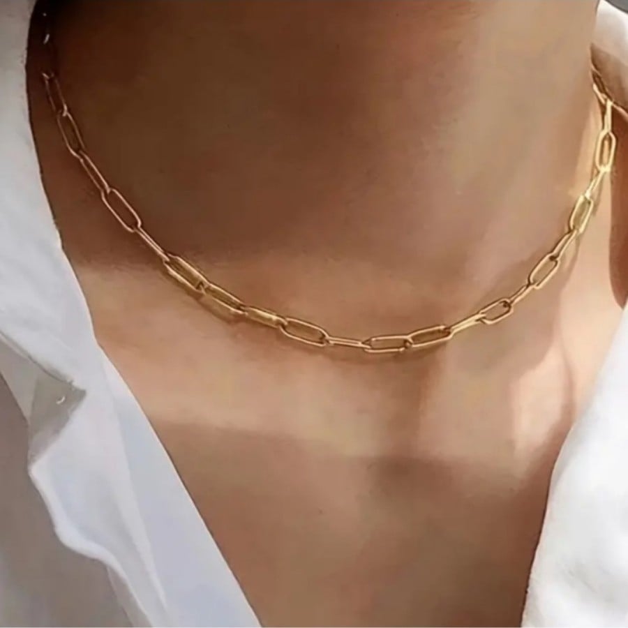 Anthropologie Gold Paperclip Chain Necklace