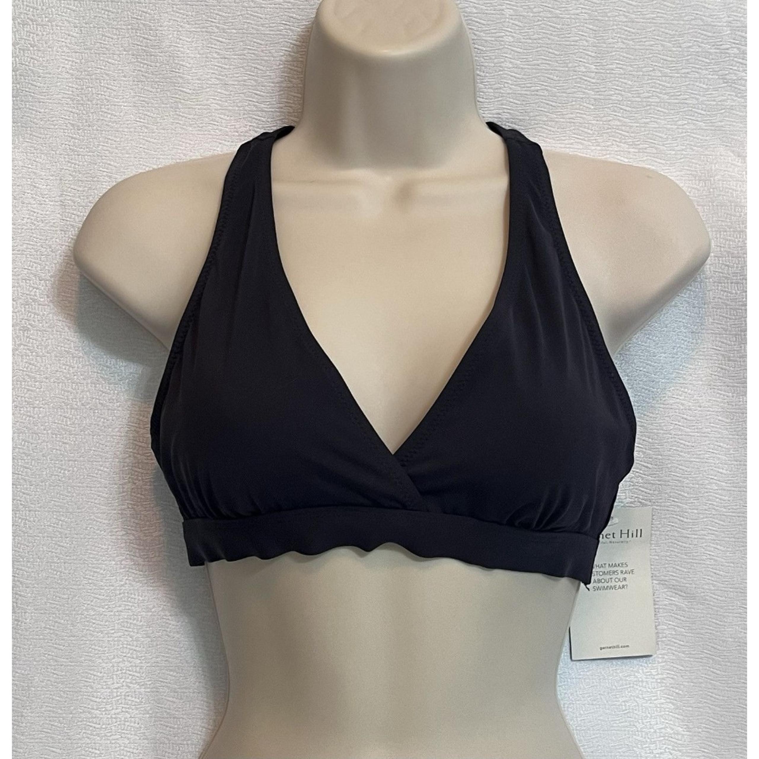 NWT Garnet Hill Criss Cross Lined Padded Bikini Top Swim Suit Top Womens 4 Navy