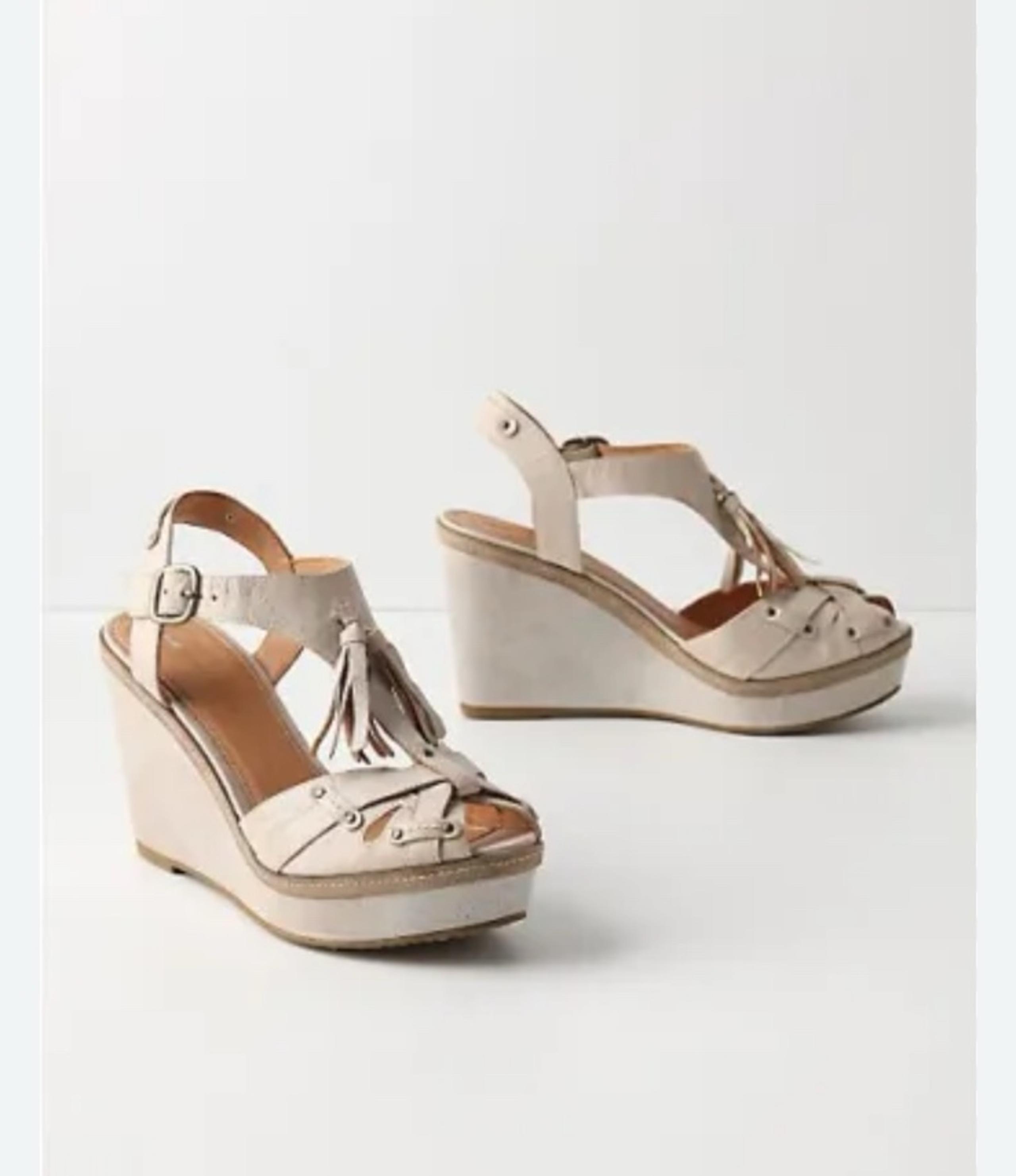 NWT Anthropologie Schuler and Sons Philadelphia Leather Wedge Sandals size 8.5