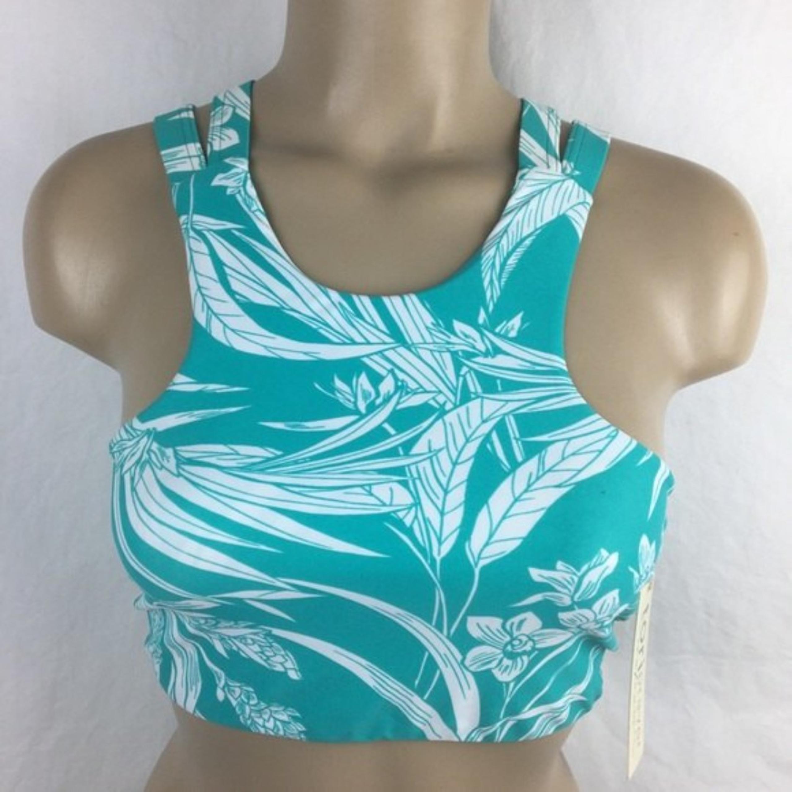 Tori Praver Blue & White Print Bikini Tank Top Swimsuit top NEW XL