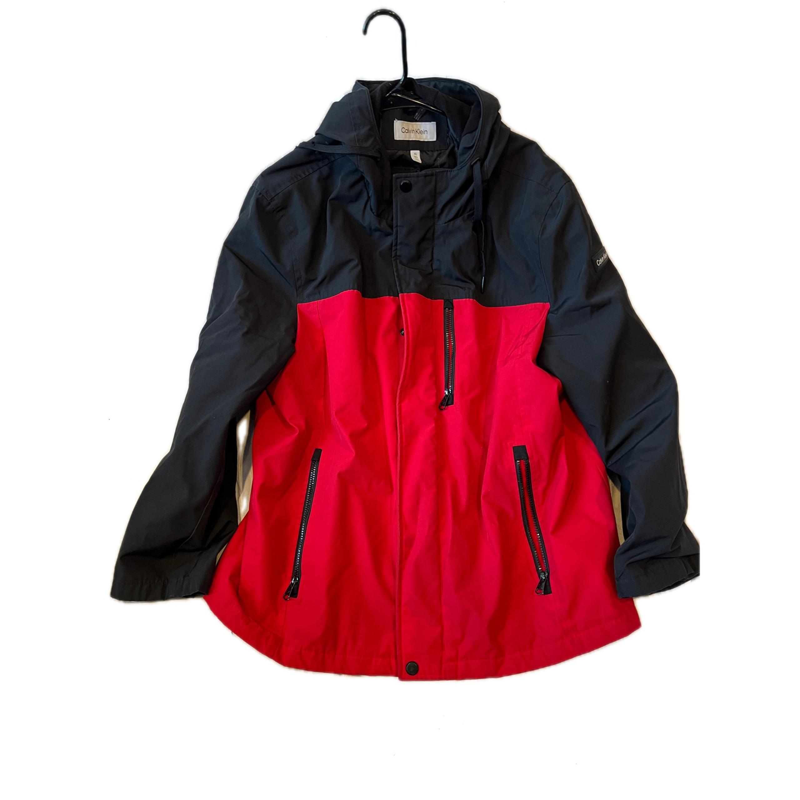 Calvin Klein Lined Parka Jacket Red Black Mens XL
