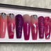 XXL Fushia Marble Press On Nails
