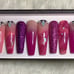 XXL Fushia Marble Press On Nails