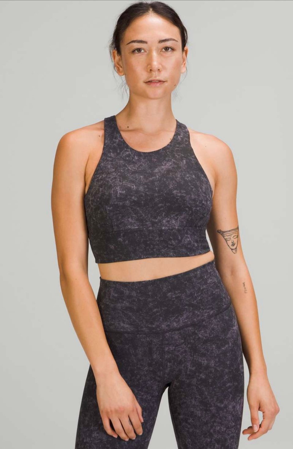 Lululemon Wunder Train Longline Bra denim wash dusky lavender black 6 W2CYKS
