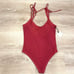 Tularosa Nobel Berry Tie Straps Ribbed One Piece Swimsuit, Women’s Large