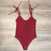 Tularosa Nobel Berry Tie Straps Ribbed One Piece Swimsuit, Women’s Large