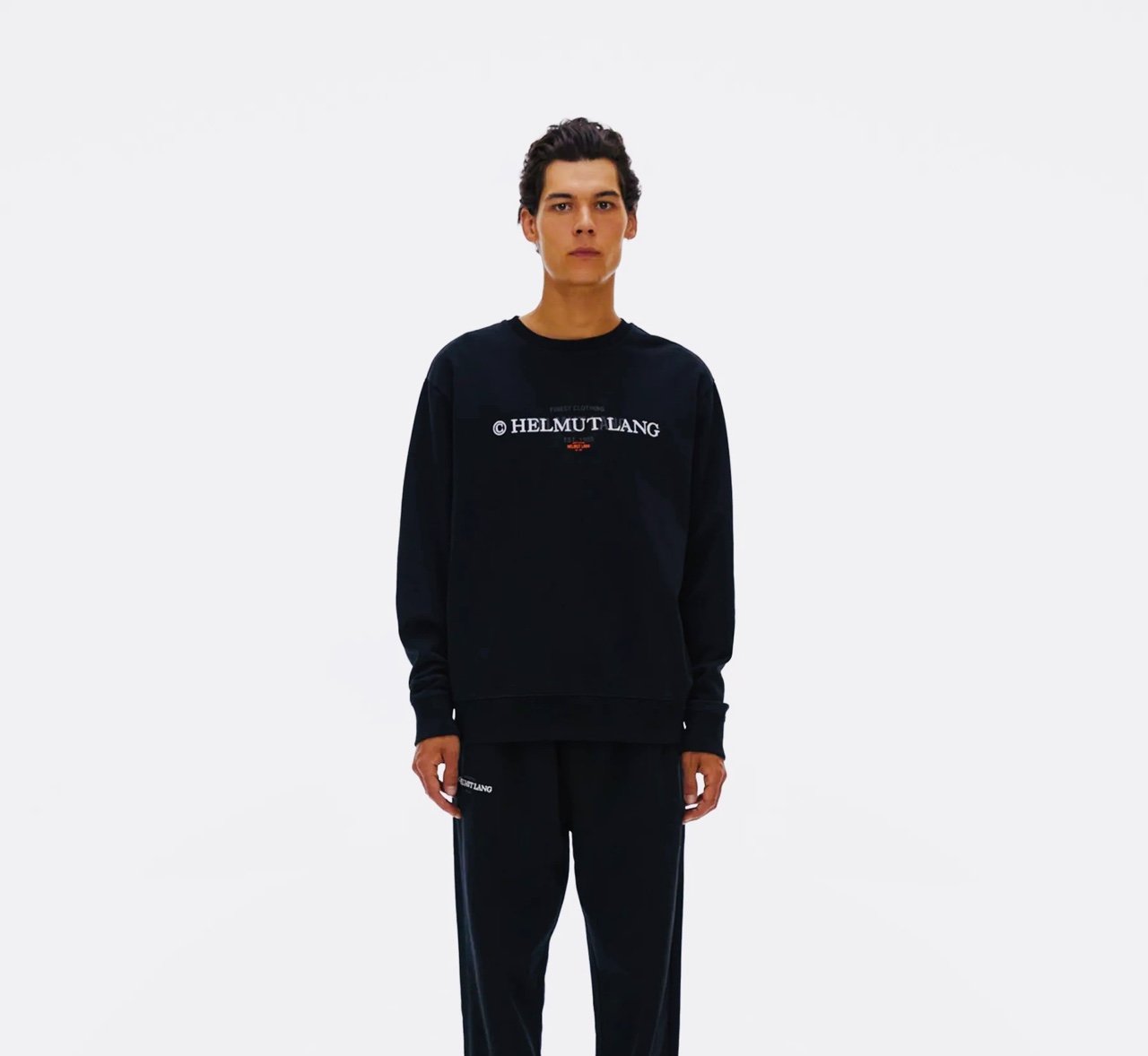 helmut lang black crewneck sweaters