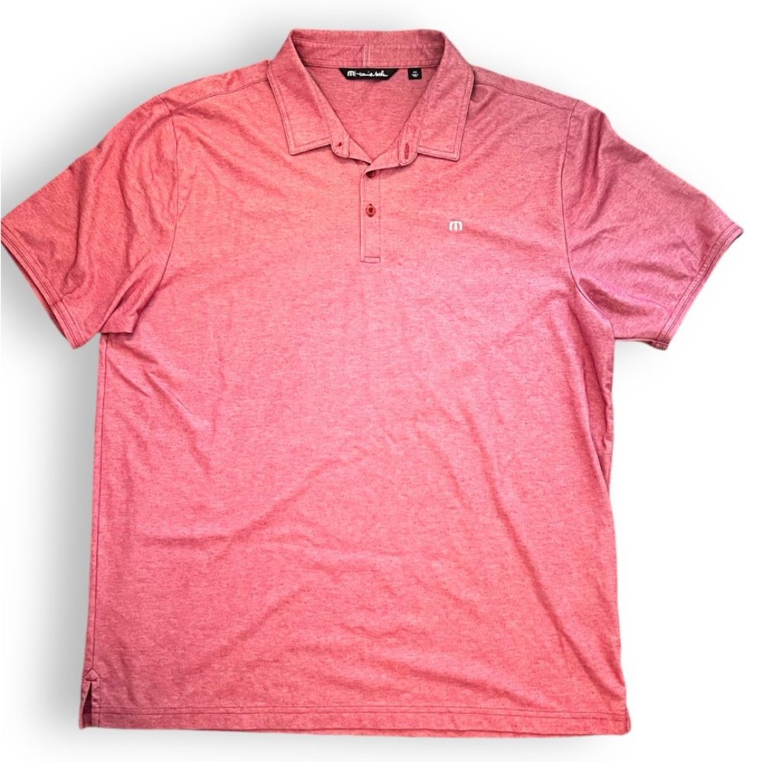 Travis Mathew Men's Zinna Polo Shirt Pima Cotton Heather Cardinal Size XXL Golf
