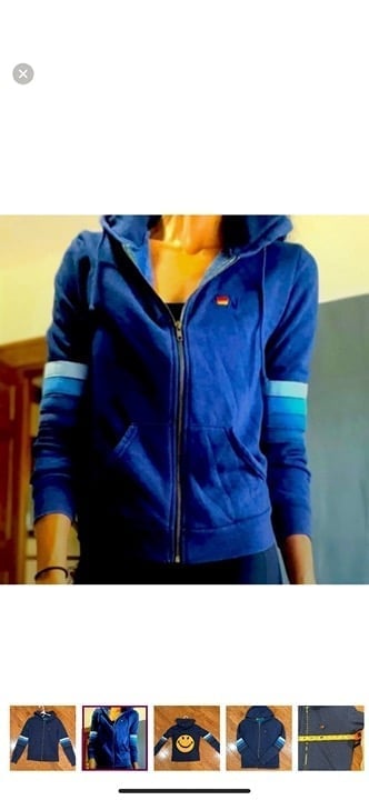 NEW Rare Hoodie blue tones XS smile blues