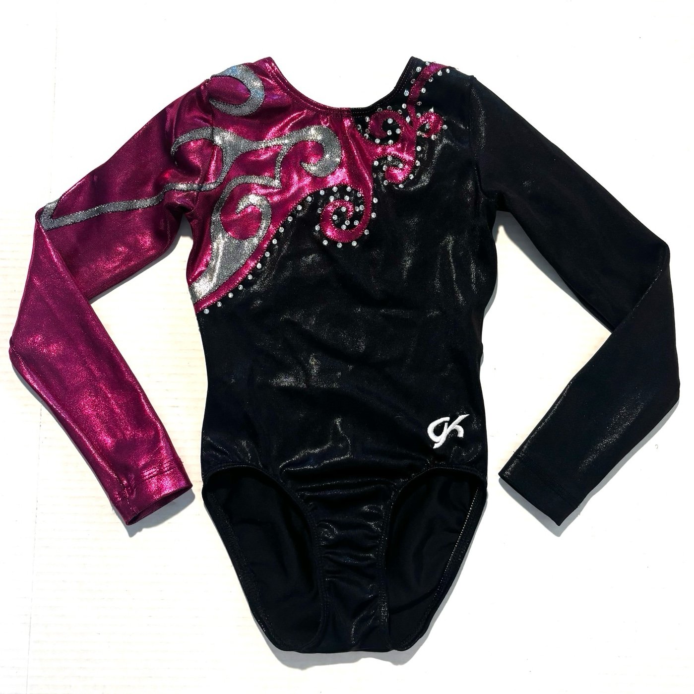 GK Elite Leotard Gymnastics Competition Long Sleeve Sparkly Rhinestones Child CM