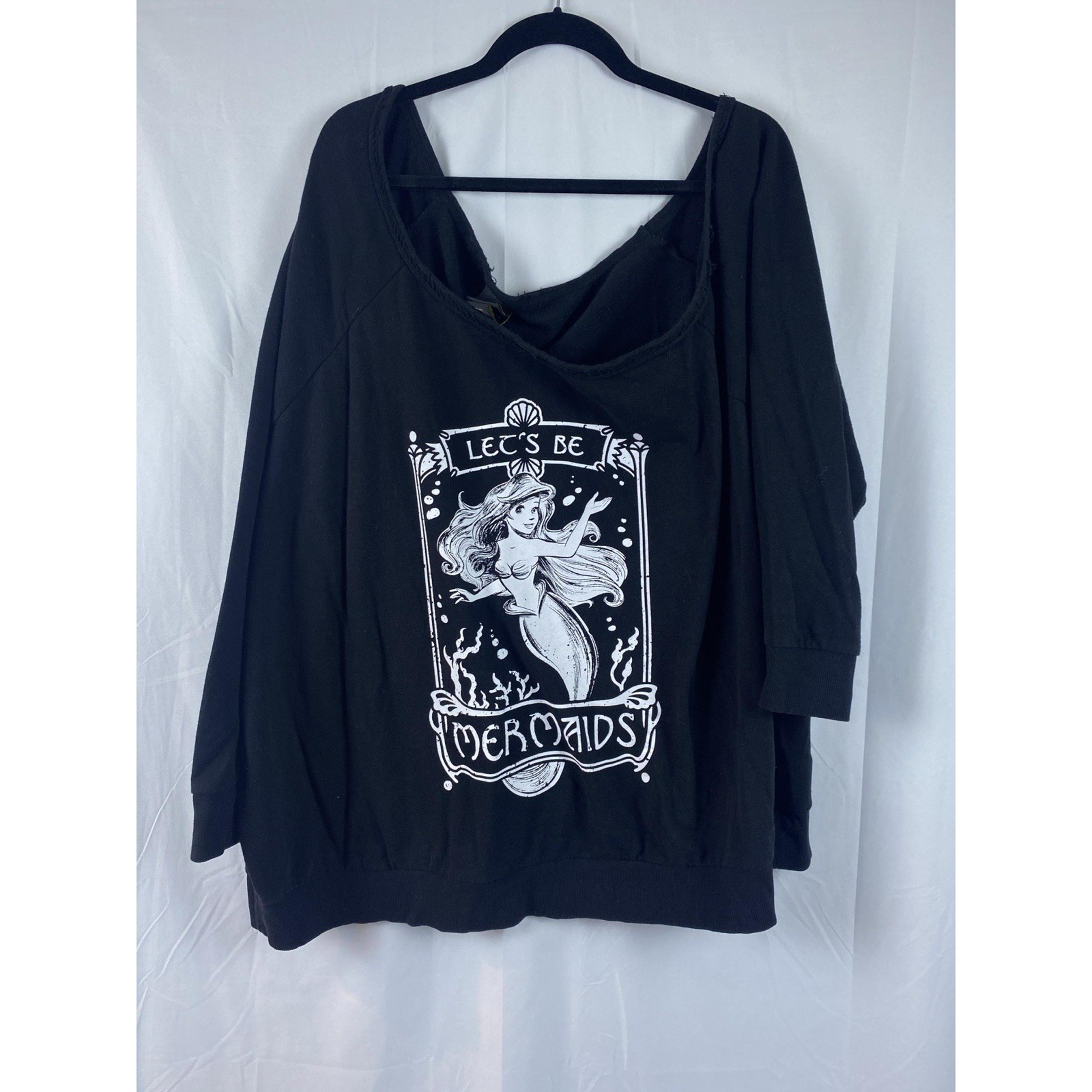Torrid Disney Princess Little Mermaid Black Slouchy Sweatshirt Women's Size 5