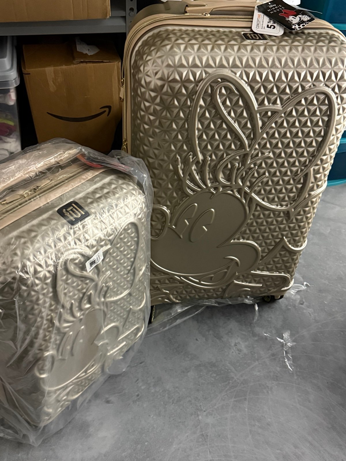 Ful DISNEY MINNIE MOUSE ROLLING LUGGAGE 2 PIECE SET TAUPE