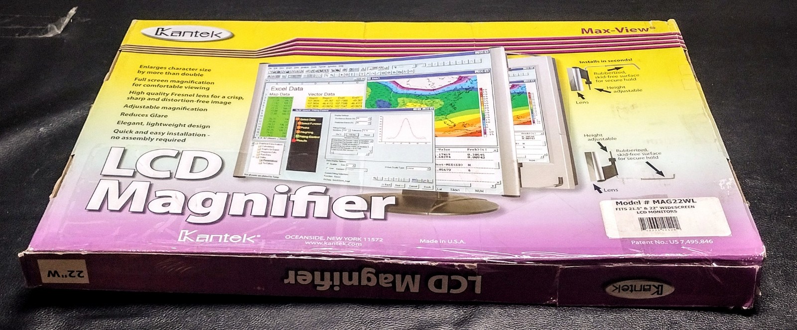 Open Box Kantek MAG22WL MAXVIEW LCD Monitor Magnifier Lens for 21.5 to 22 Inch.