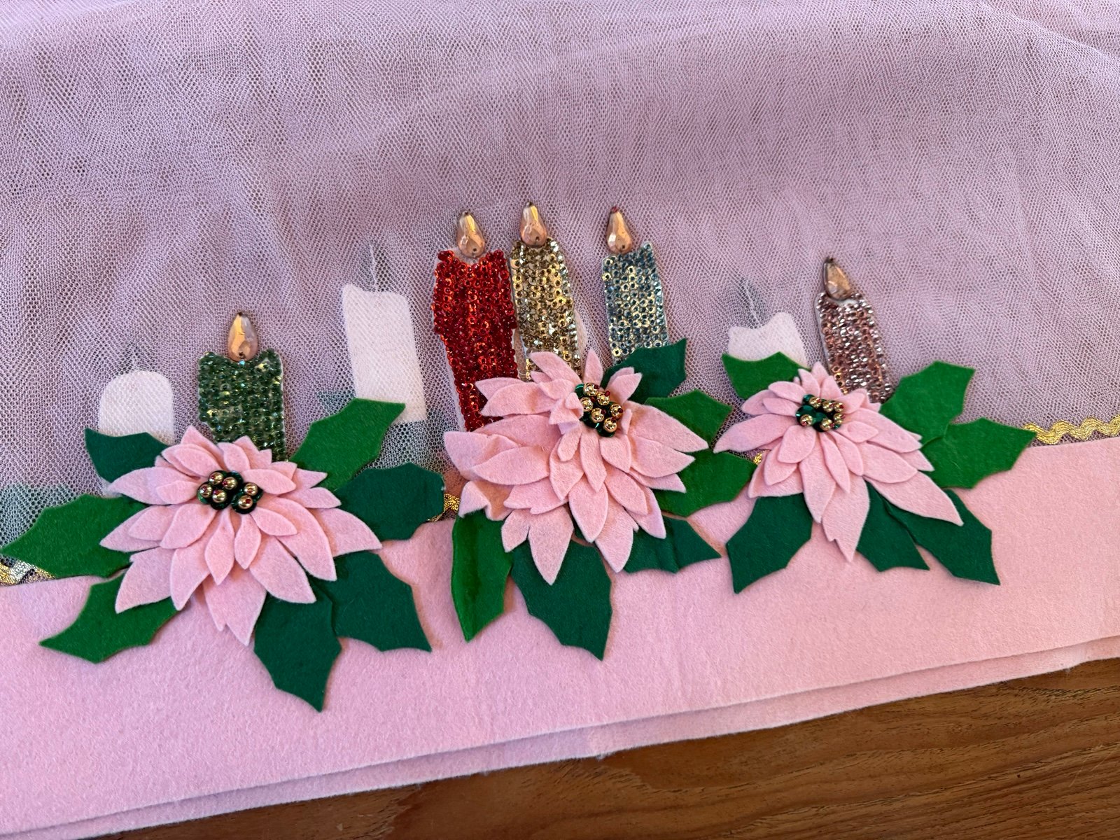 Vintage Sequin Felt Christmas Tablecloth