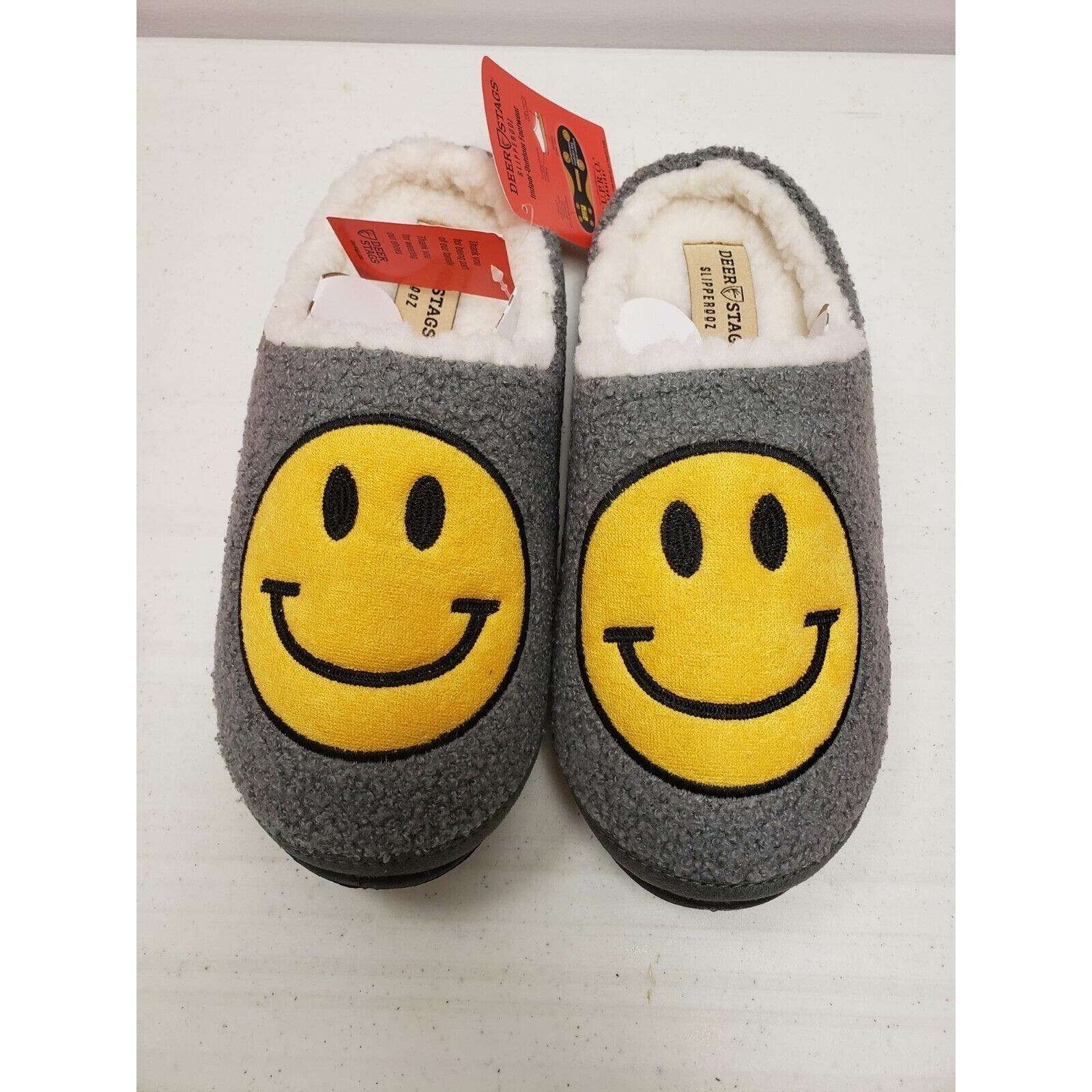 Deer Stags Men's Cushioned Memory Foam Round Toe Slippers Gray Size 10M