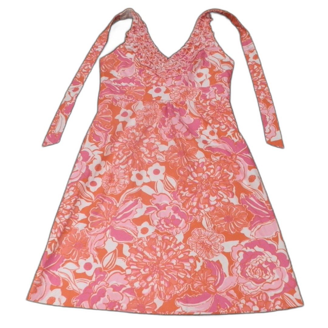 Lilly Pulitzer Orange V-Neck Dress Women's Size 8