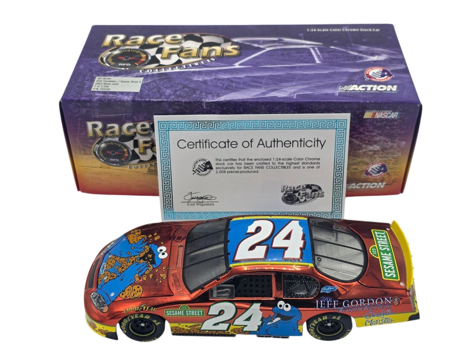 ACTION 1:24 JEFF GORDON #24 FOUNDATION/SESAME STREET II 03 MONTE CARLO CHROME