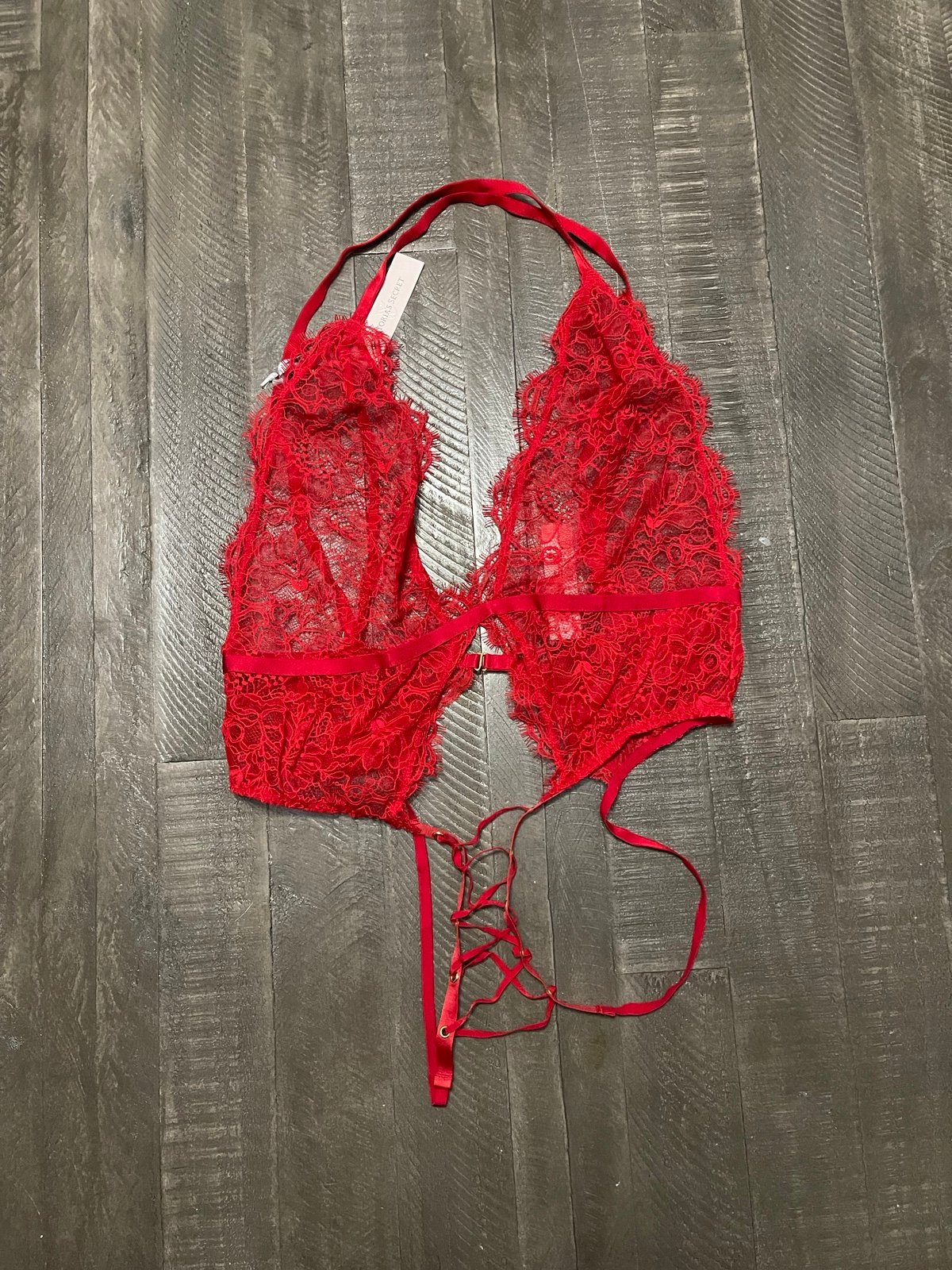Victorias Secret Lacy Lace-Up Crotchless Teddy