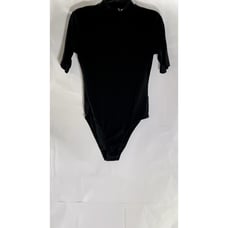 DIVIDED By H&M Women's Black Ribbed Mock-Neck Short Sleeve Bodysuit SZ L