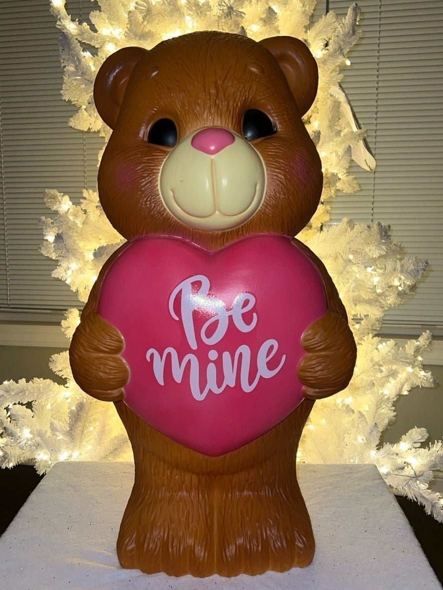 New Valentine’s Day 24” Lighted Teddy Bear Holding A Heart Blow Mold Decoration